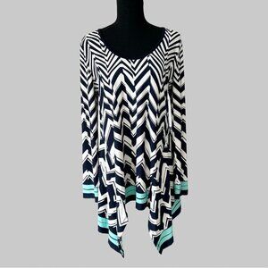 Eci Waves Pattern Draped Asymmetrical Hem Tunics